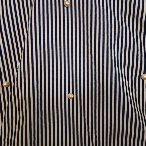 Zara blue striped Cropped top with pearls On Front - Picture 6 of 8